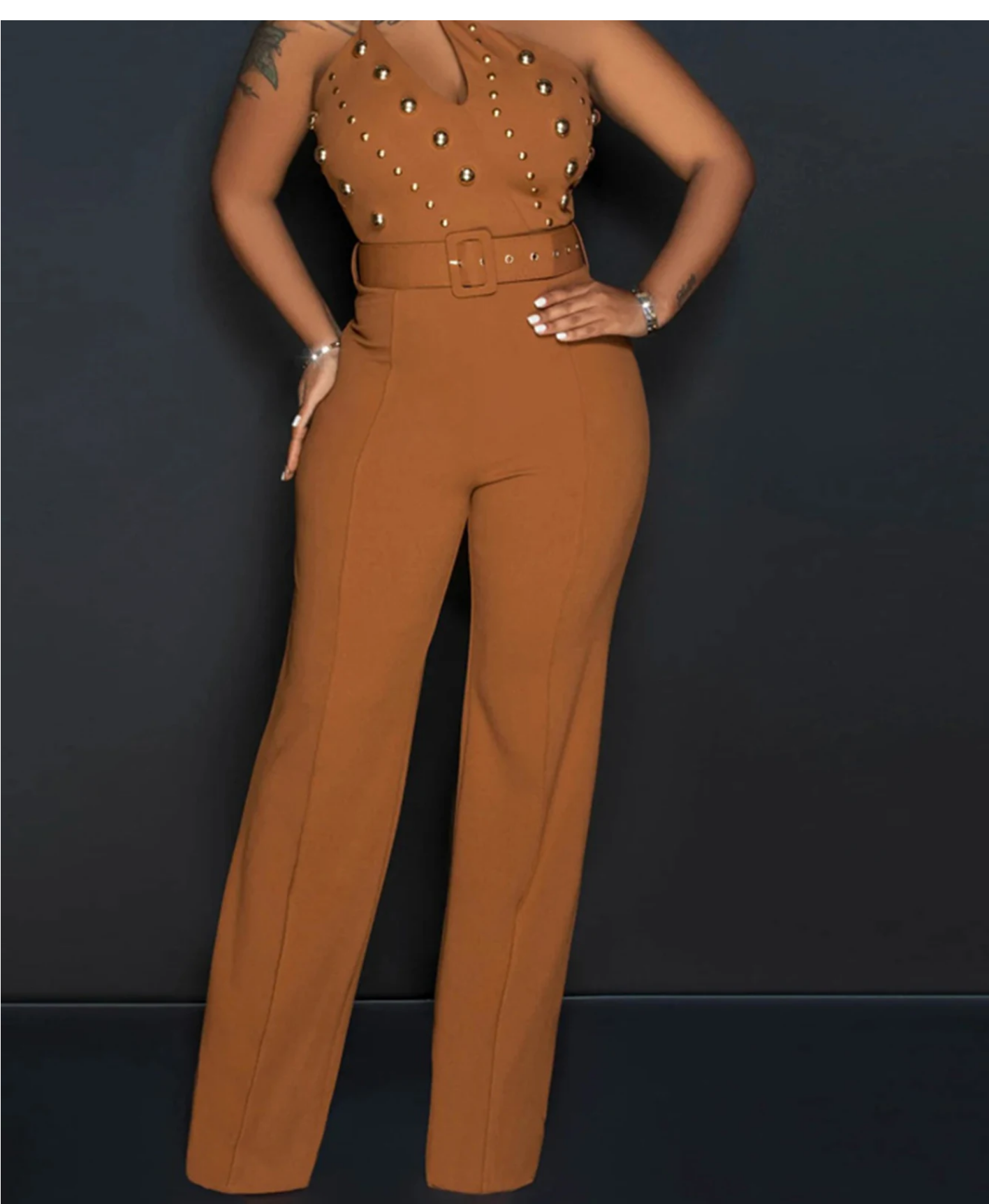 Vintage Rhinestone Bodycon Jumpsuit