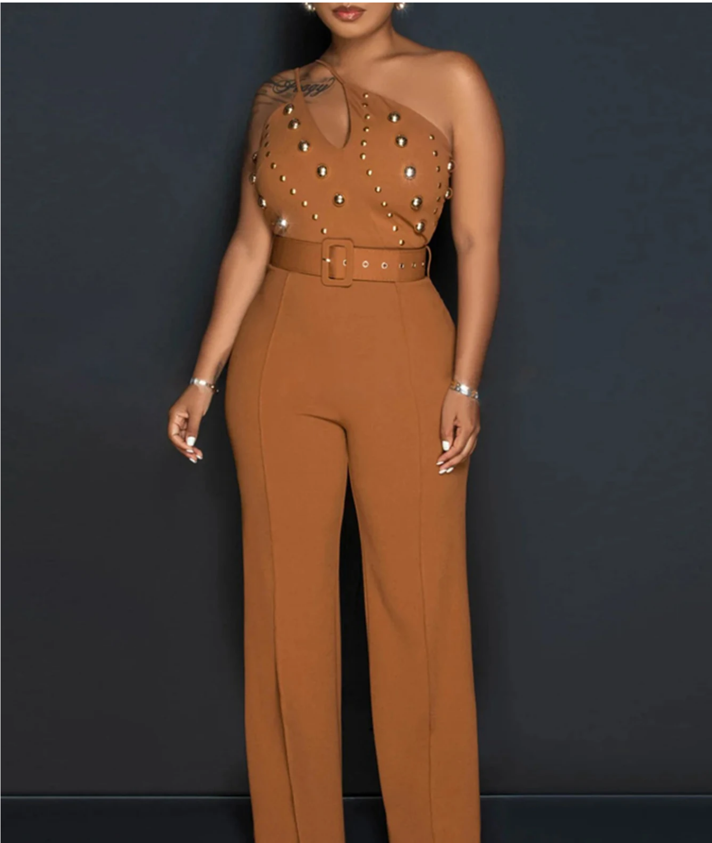 Vintage Rhinestone Bodycon Jumpsuit