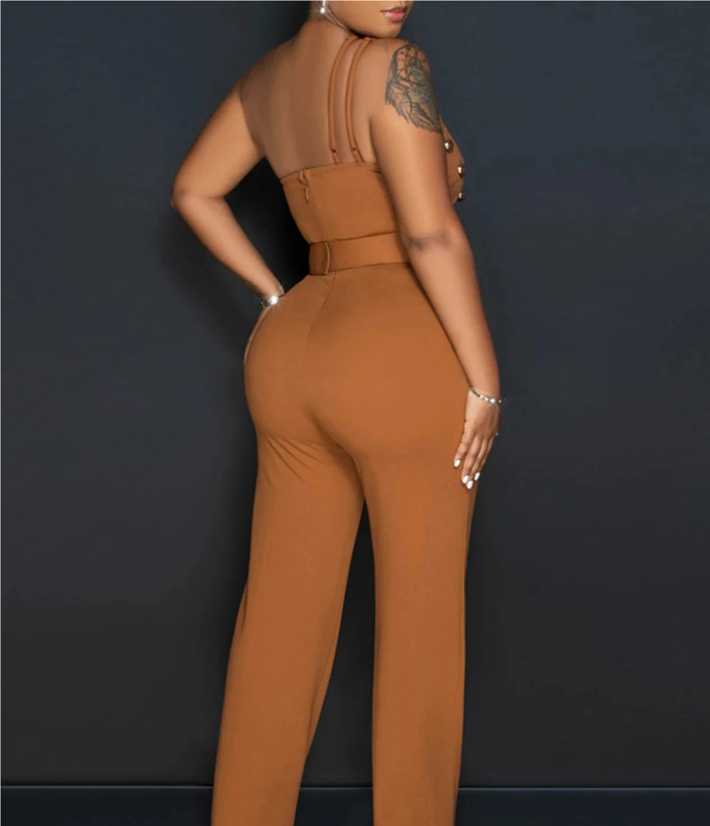 Vintage Rhinestone Bodycon Jumpsuit