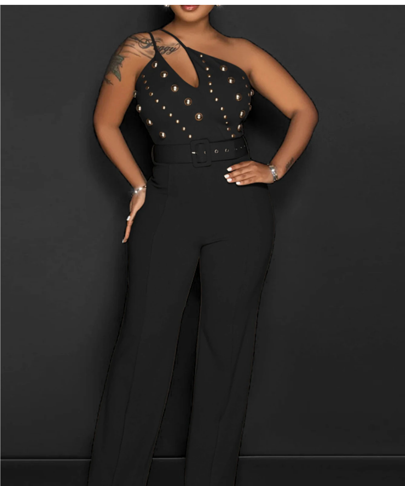 Vintage Rhinestone Bodycon Jumpsuit