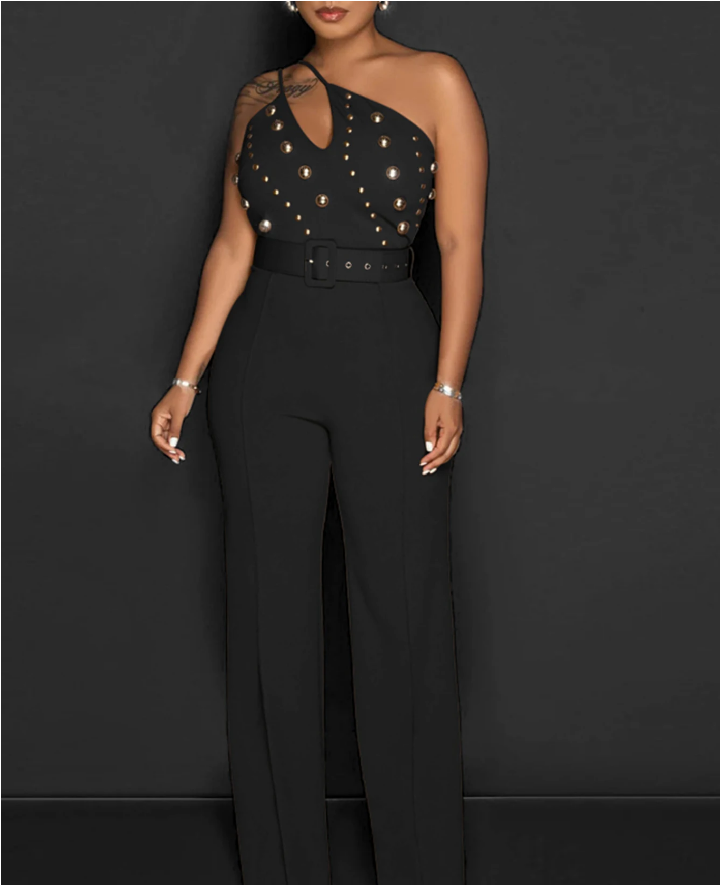 Vintage Rhinestone Bodycon Jumpsuit