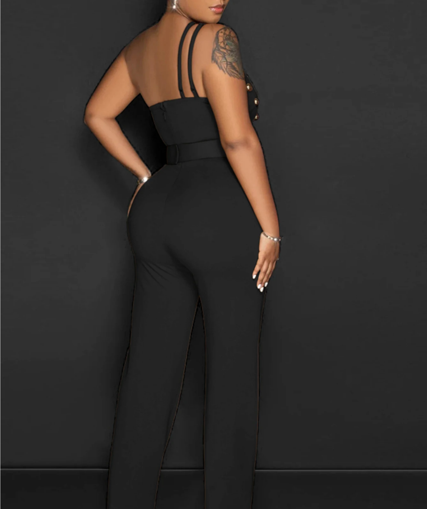 Vintage Rhinestone Bodycon Jumpsuit