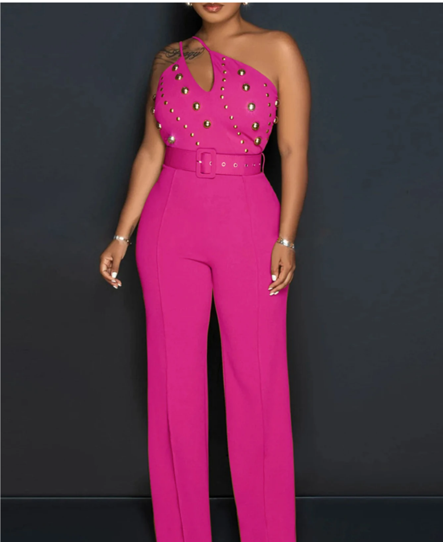 Vintage Rhinestone Bodycon Jumpsuit