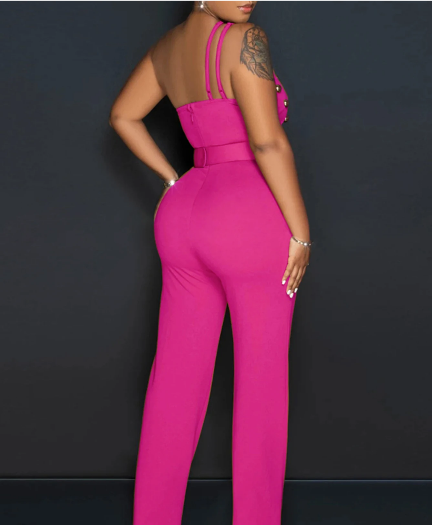 Vintage Rhinestone Bodycon Jumpsuit