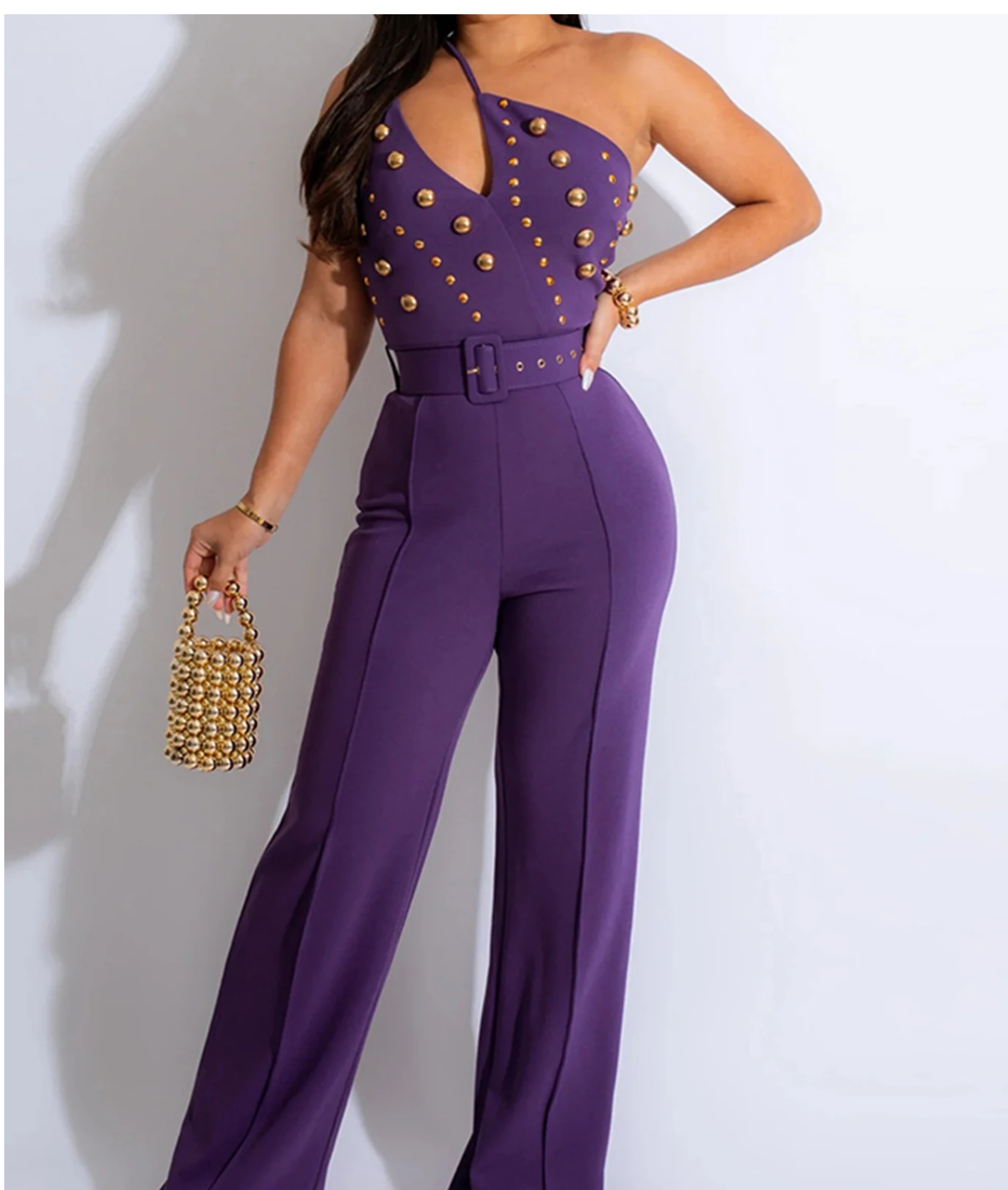 Vintage Rhinestone Bodycon Jumpsuit