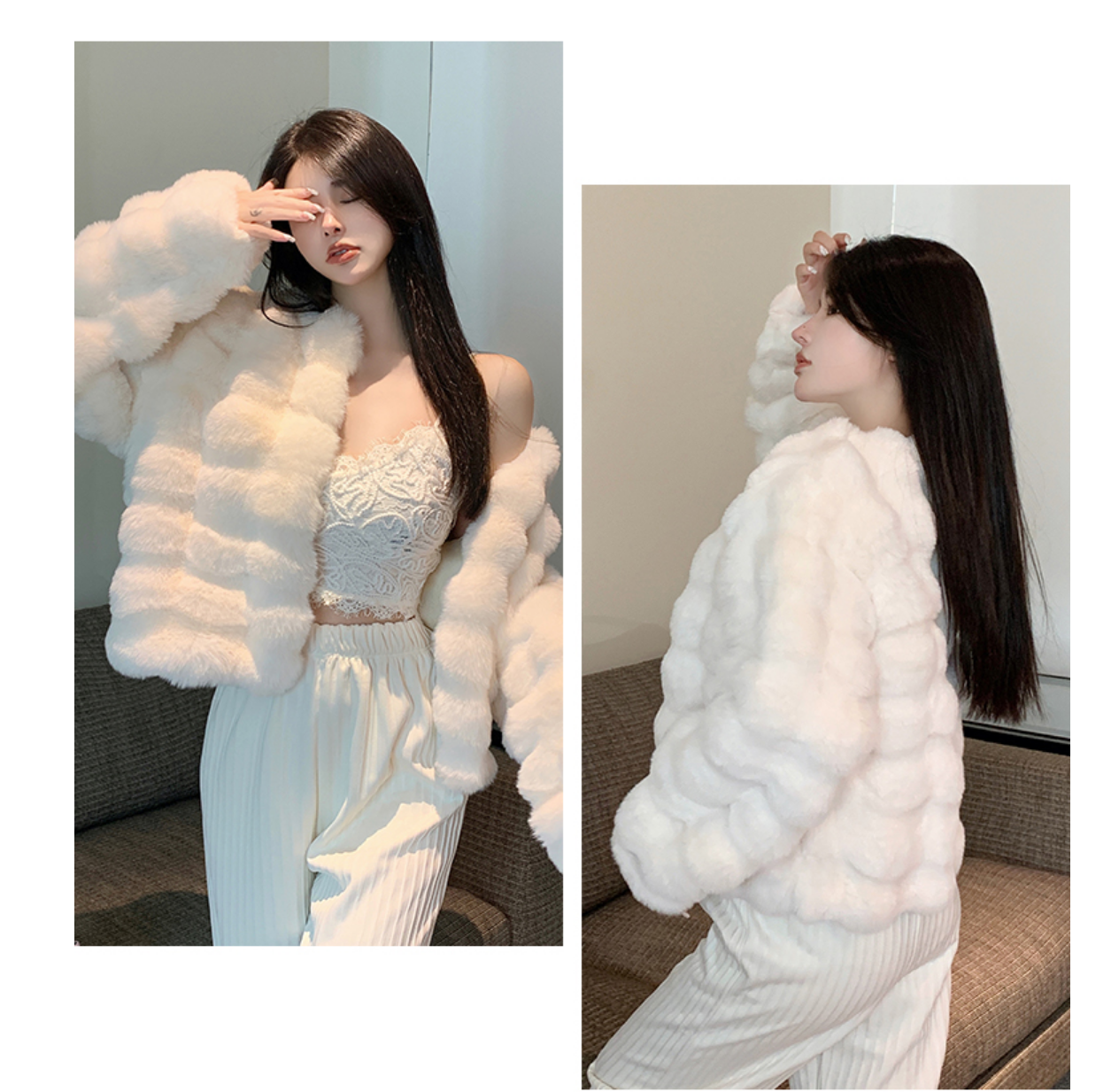 Winter Fashion Faux Fur Coat