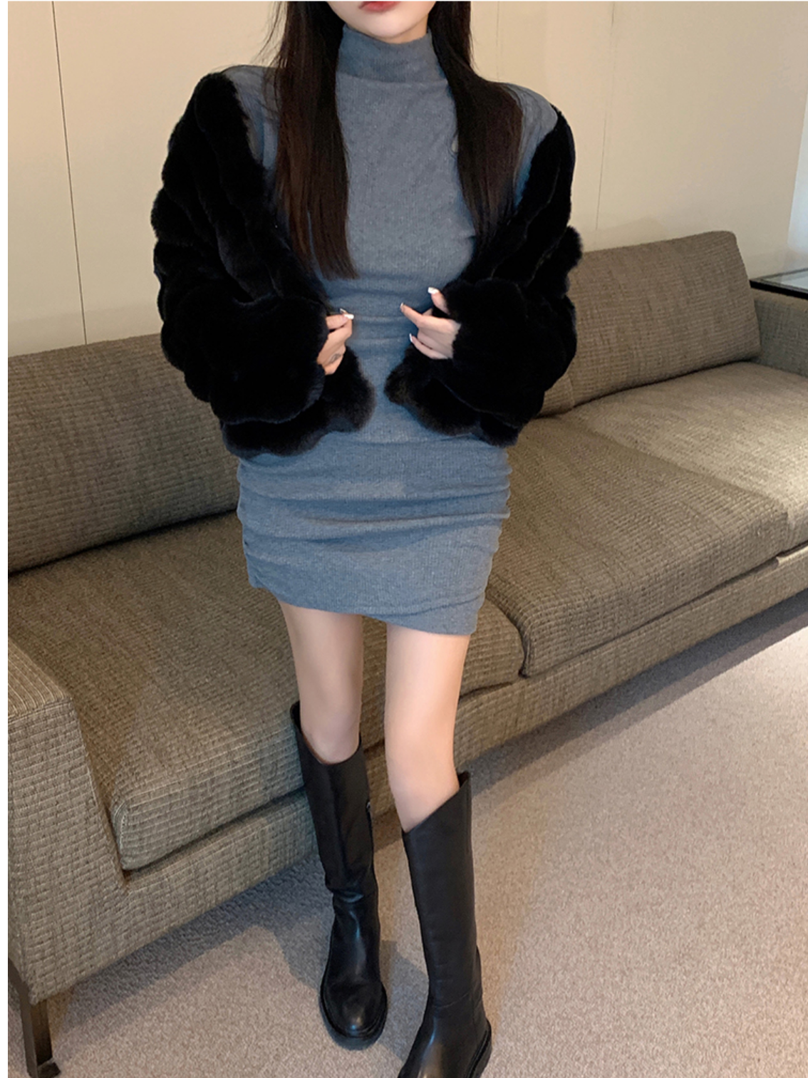 Winter Fashion Faux Fur Coat