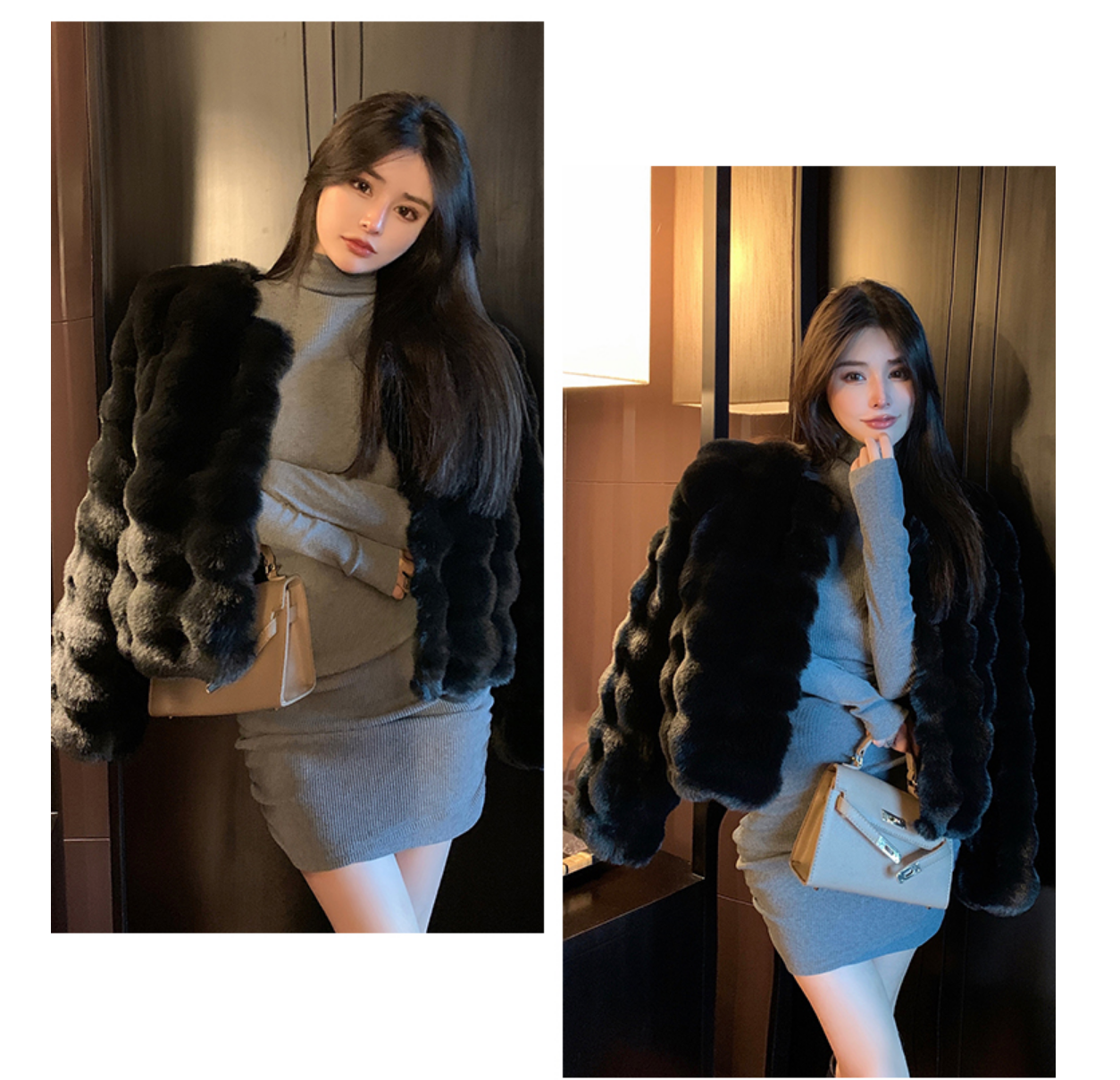 Winter Fashion Faux Fur Coat