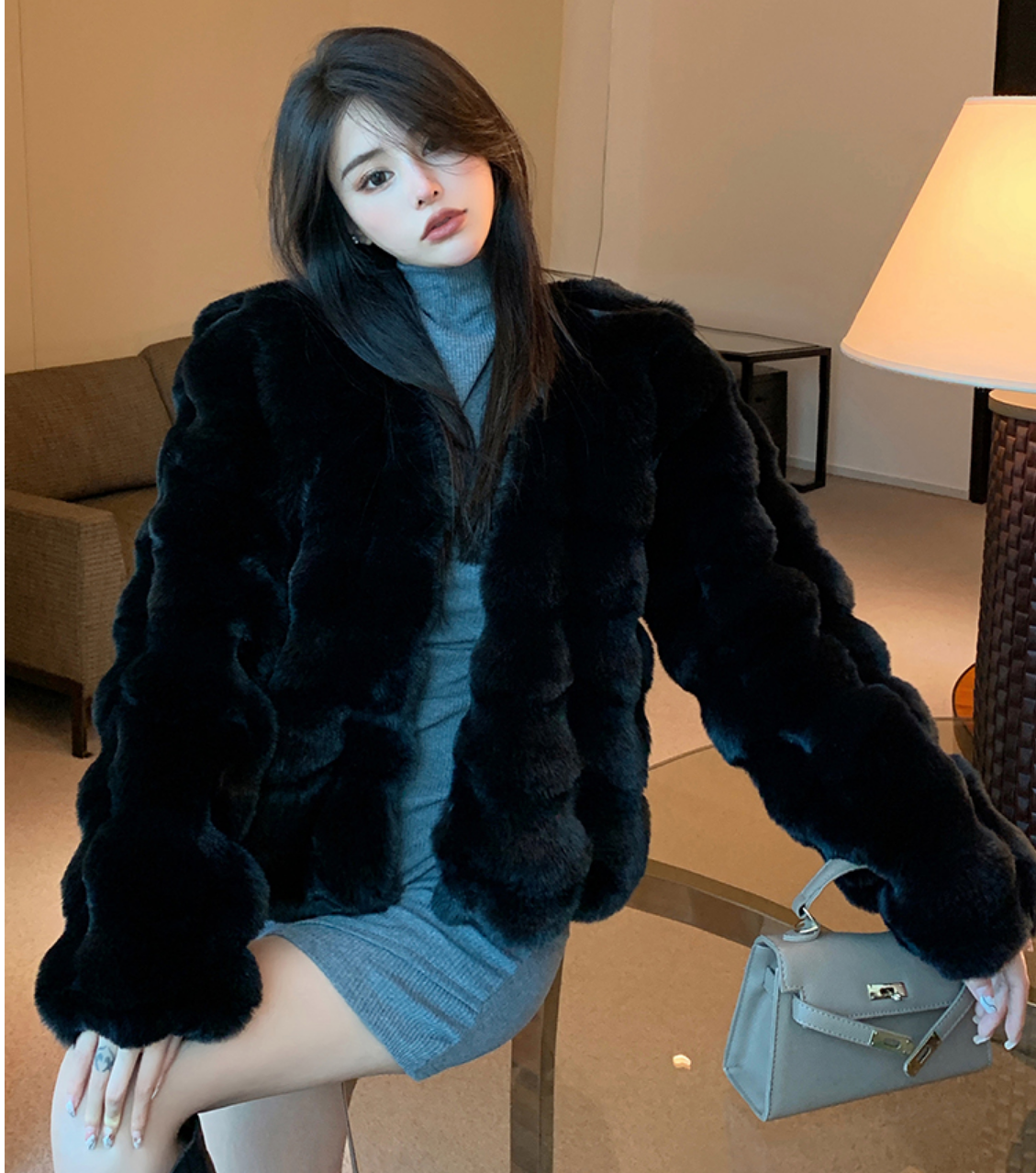 Winter Fashion Faux Fur Coat