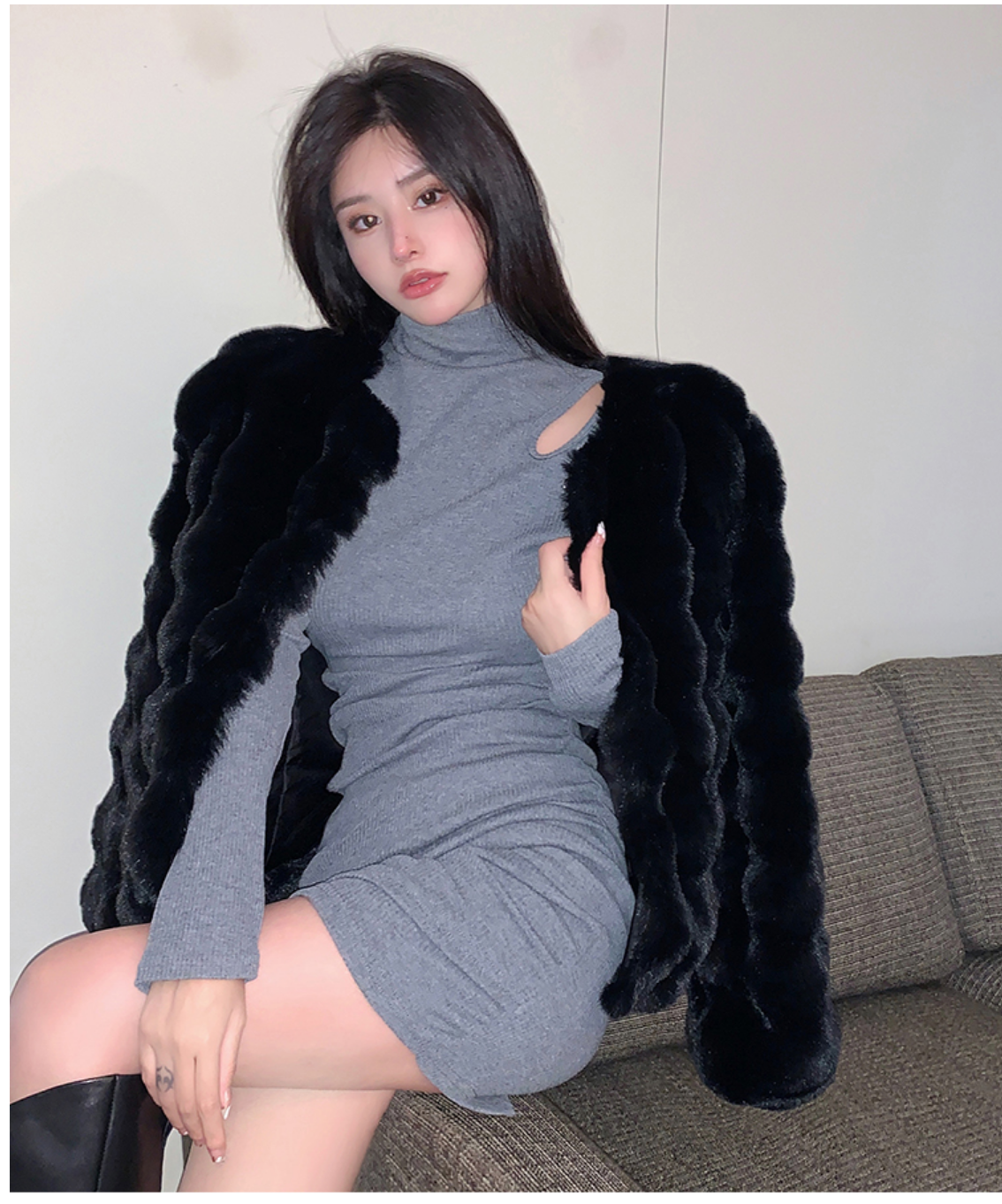 Winter Fashion Faux Fur Coat