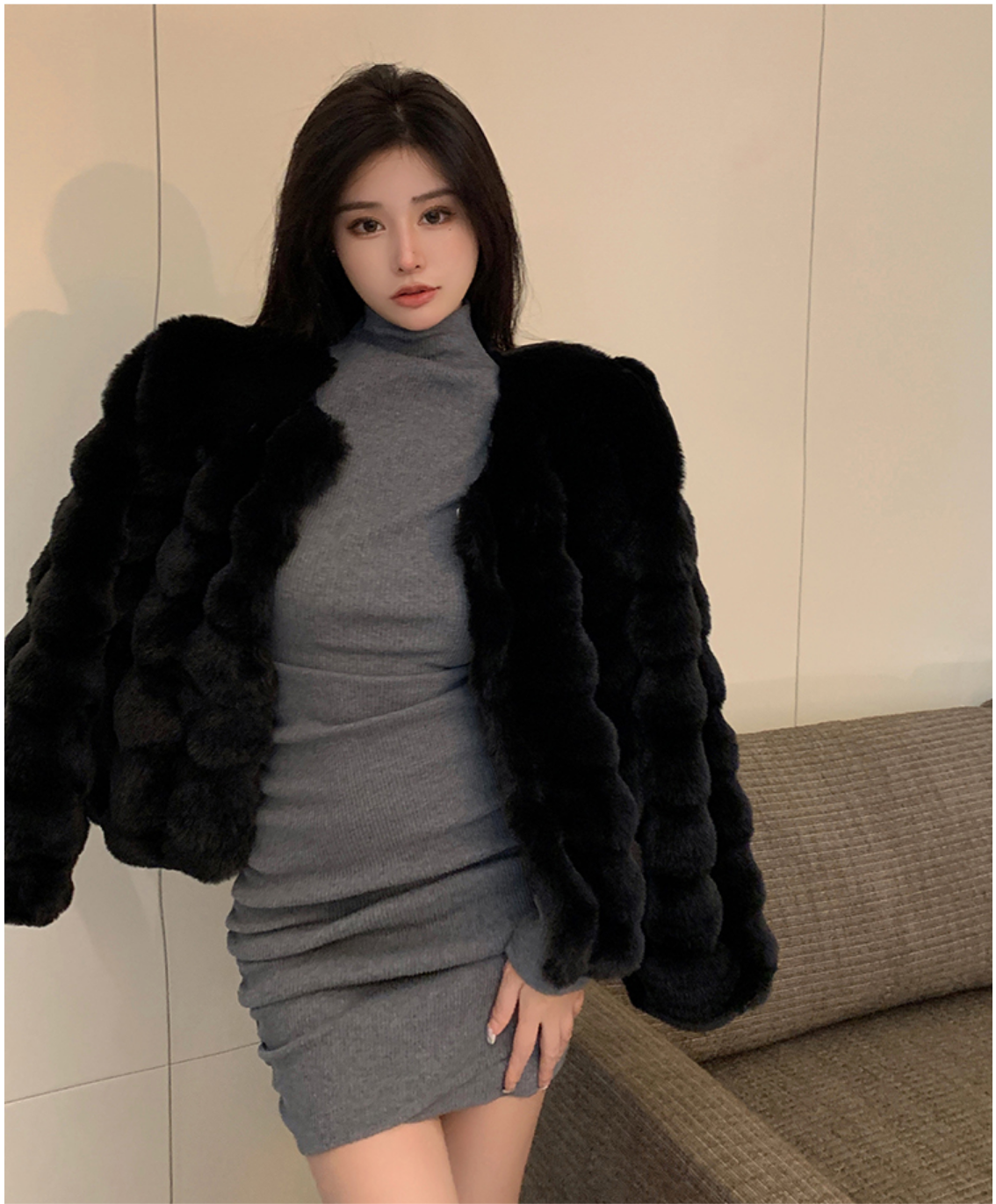 Winter Fashion Faux Fur Coat