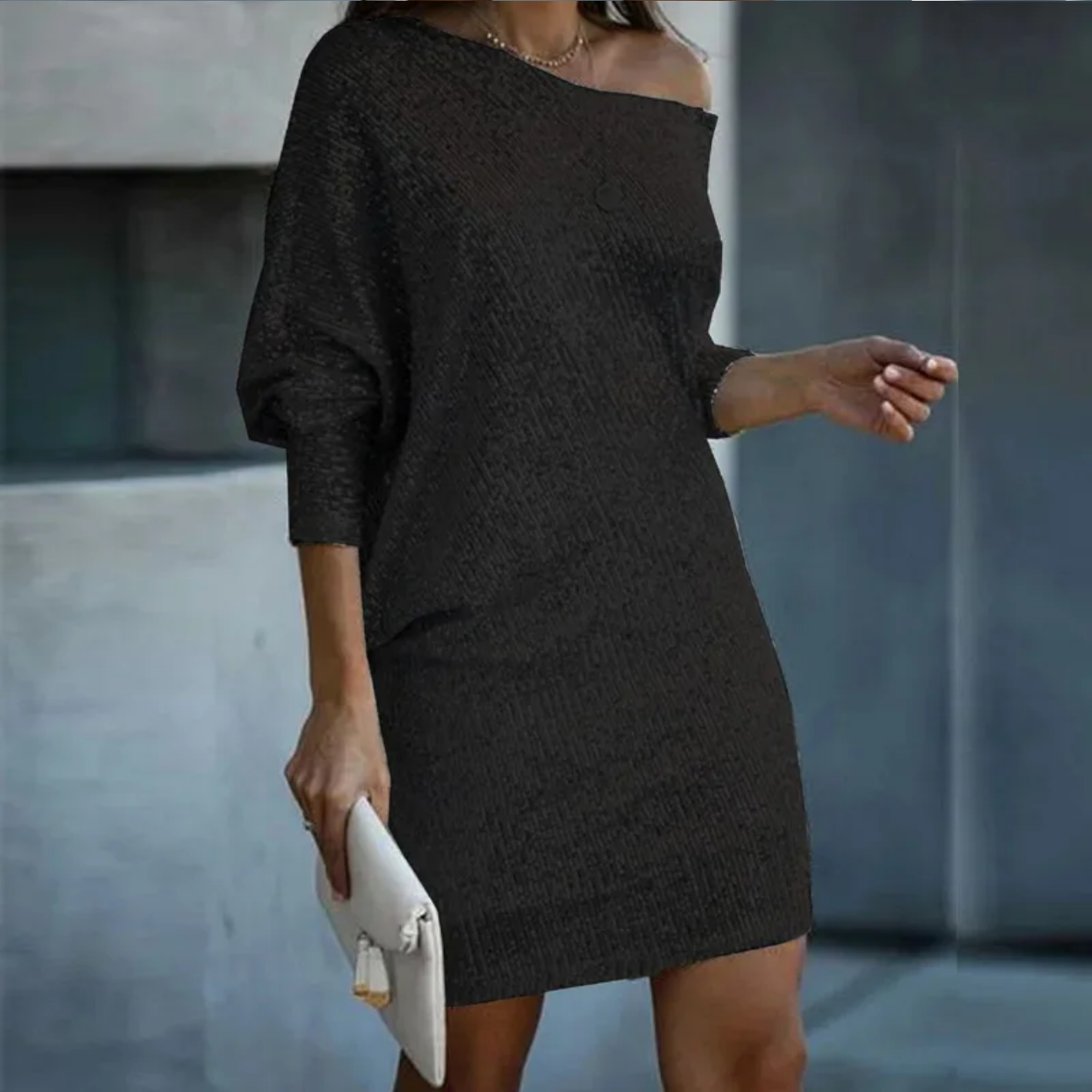 Long Sleeve Sequins Shiny Short Dress