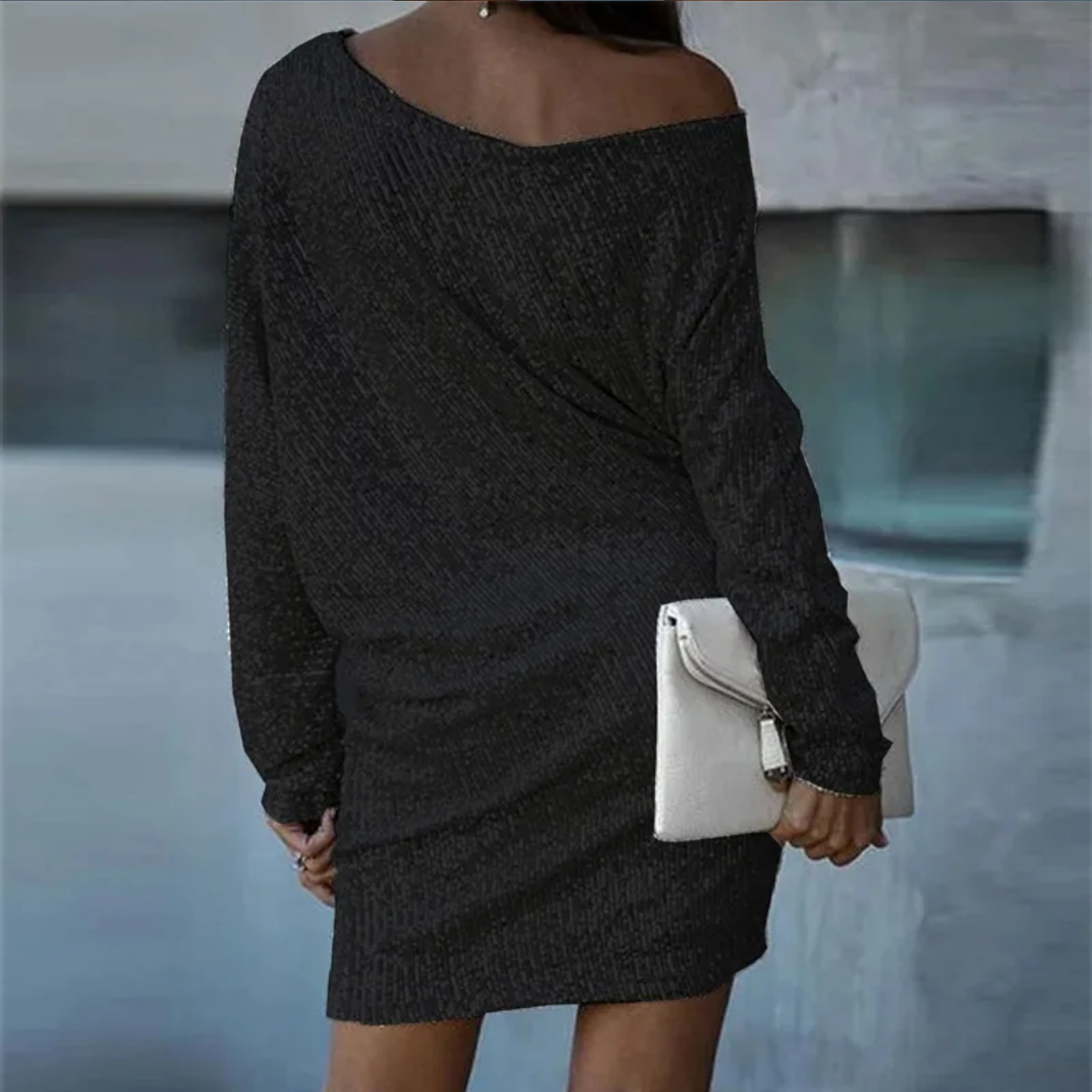 Long Sleeve Sequins Shiny Short Dress