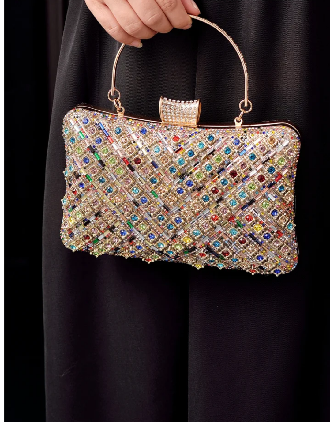 Colorful High Quality Crystals Evening Handbag