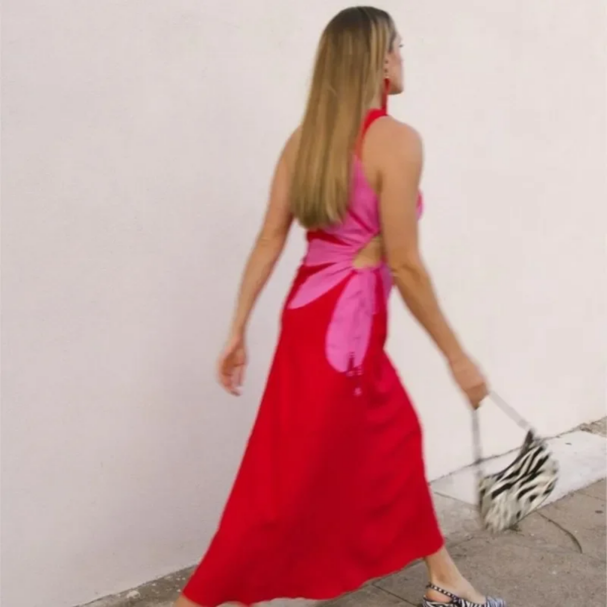 Floral Printed Waist Hollow Out Midi Dress | Sleeveless Back Zipper | 2024 Fashion | High Street Vestidos