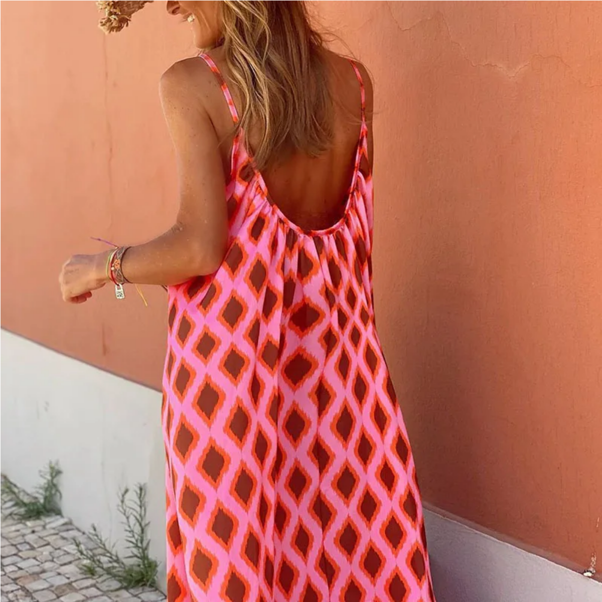 Vintage Striped Patchwork Maxi Dress