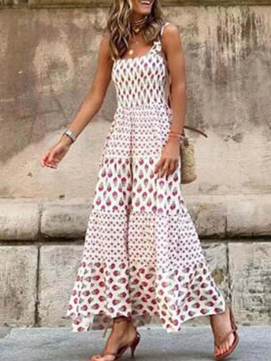 Vintage Striped Patchwork Maxi Dress