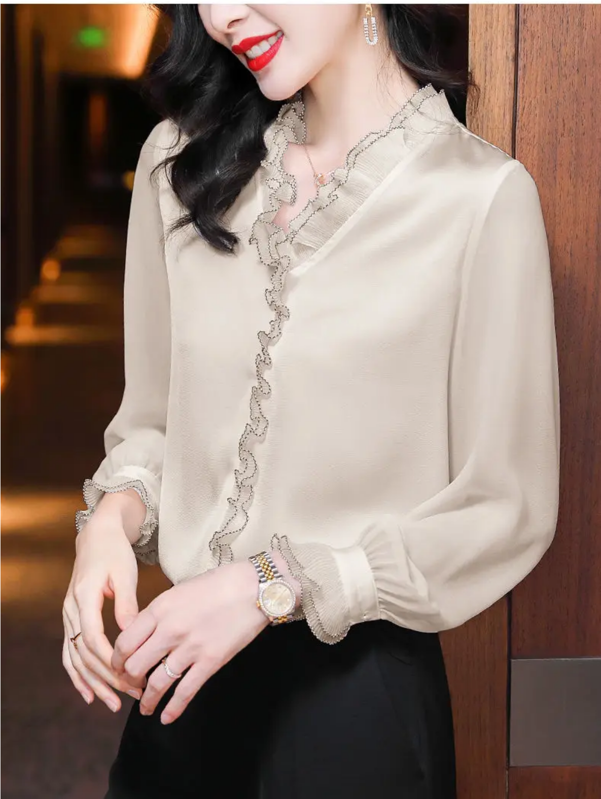 Lace Ruffles Chiffon Shirts