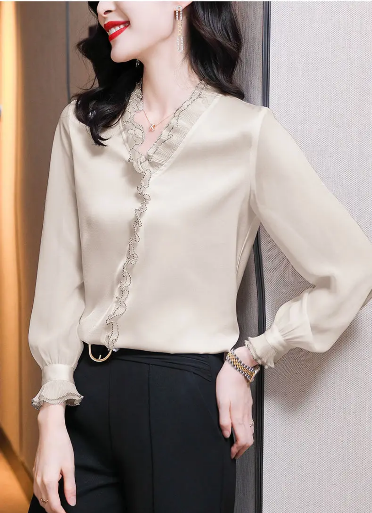 Lace Ruffles Chiffon Shirts