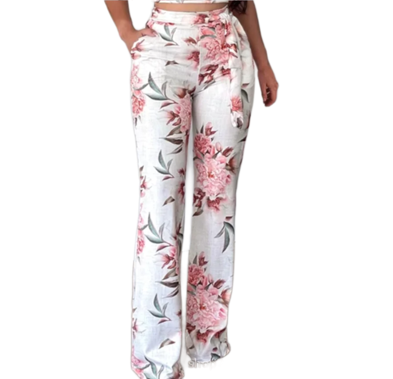 Full-Frame Floral Tight-Fitting Sling Top Suit Trousers