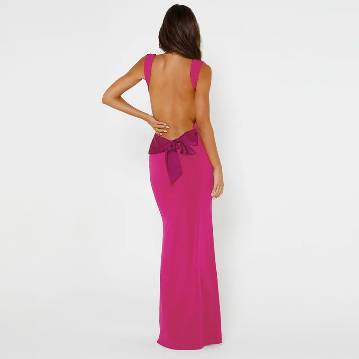 Sexy Backless Slim-Fit Stitching Bow Dress