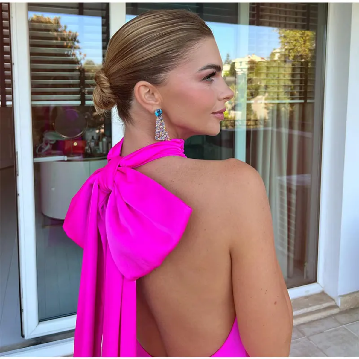 Elegant Bow Lace-up Maxi Dress