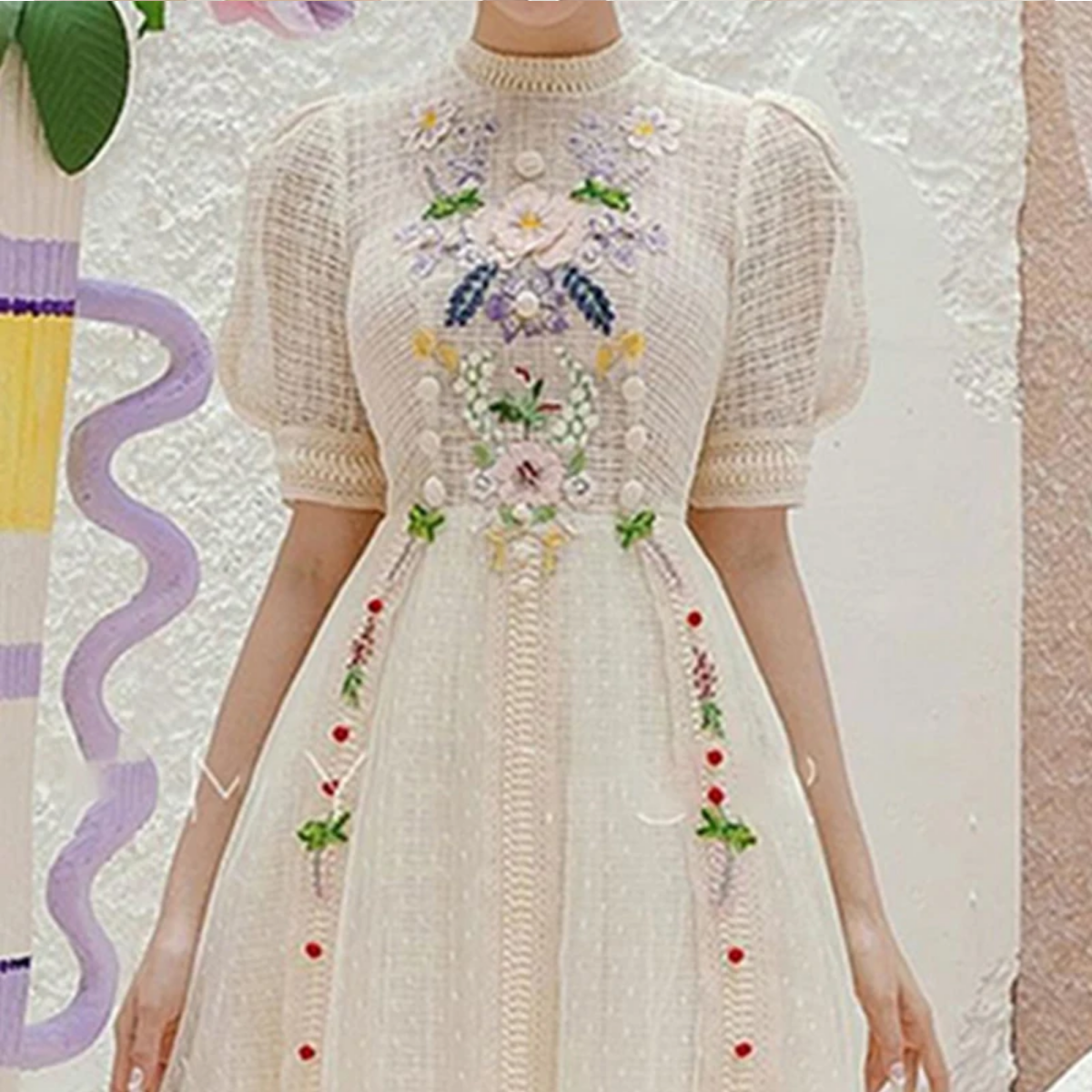 Summer Vintage Embroidery Flower Dress