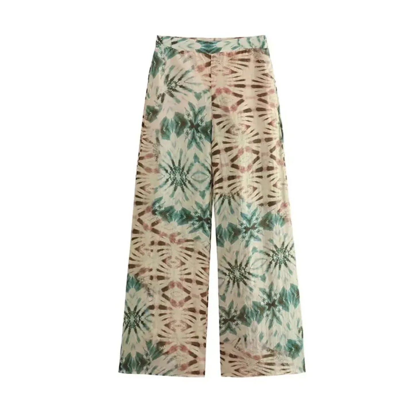 Floral Print Halter O Neck Strap Cotton Linen Camis Tops + Chic Side Zipper Indie Folk Wide Leg Pants