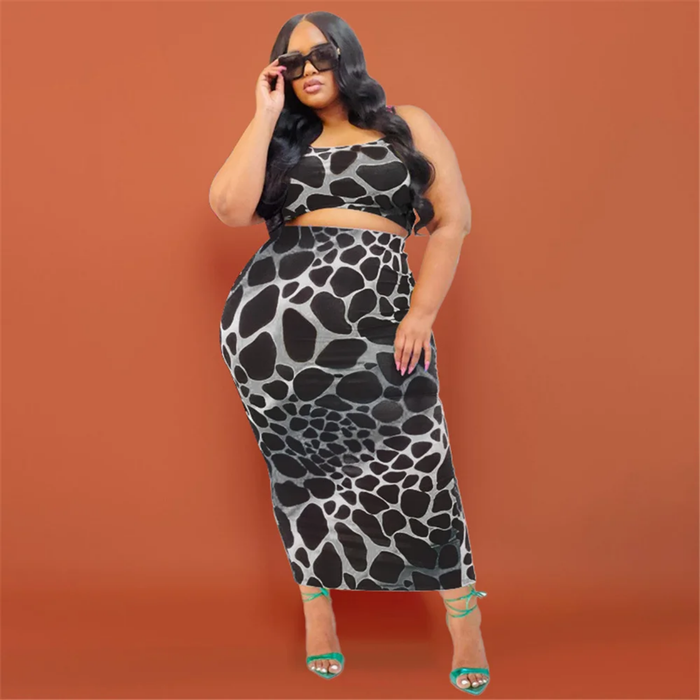 Casual Plus Size  Two Piece Skirts Sets