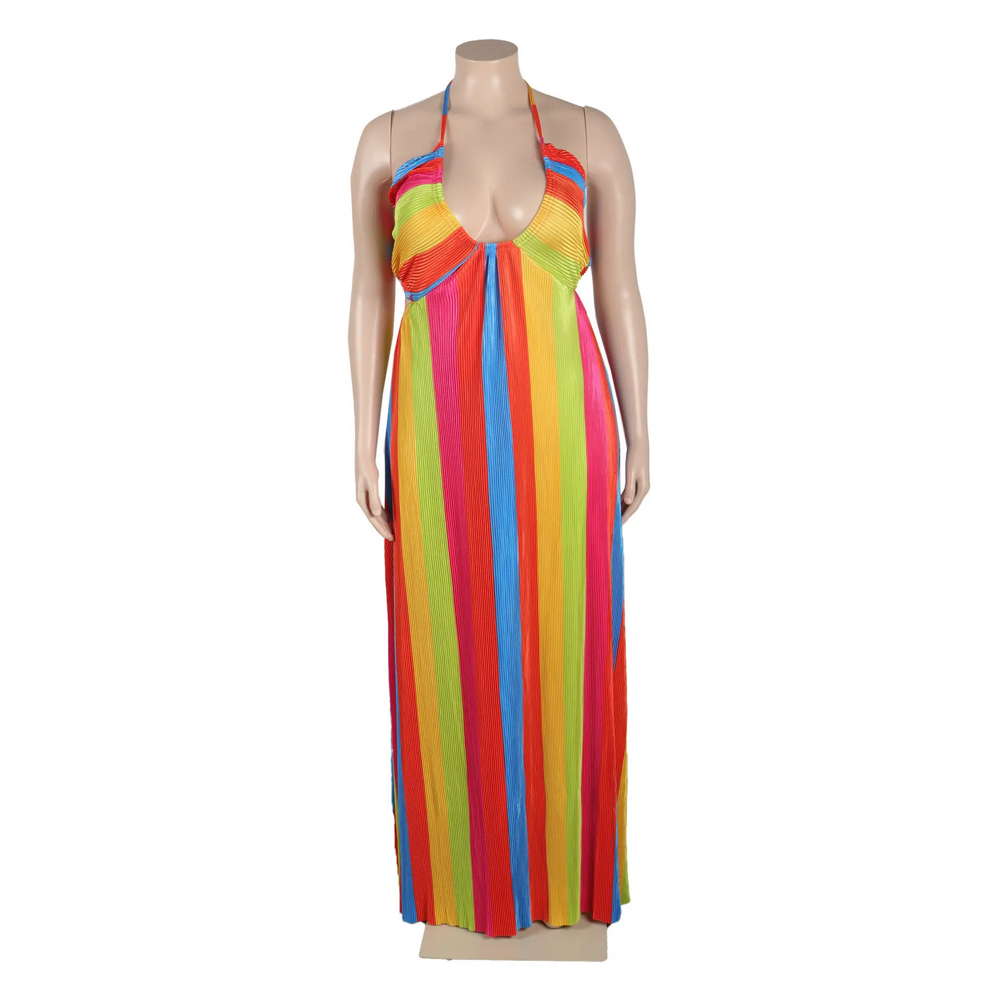 Plus Size Rainbow Print Maxi Dress