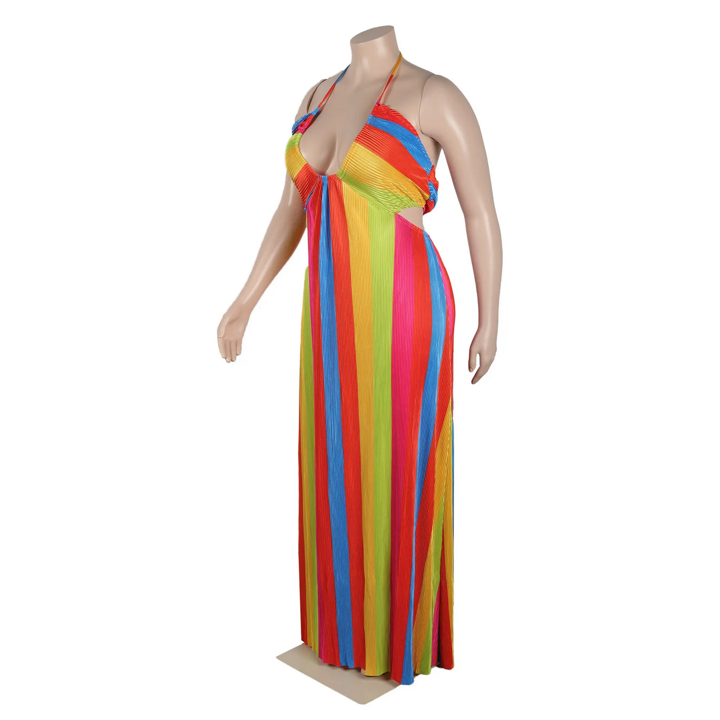 Plus Size Rainbow Print Maxi Dress