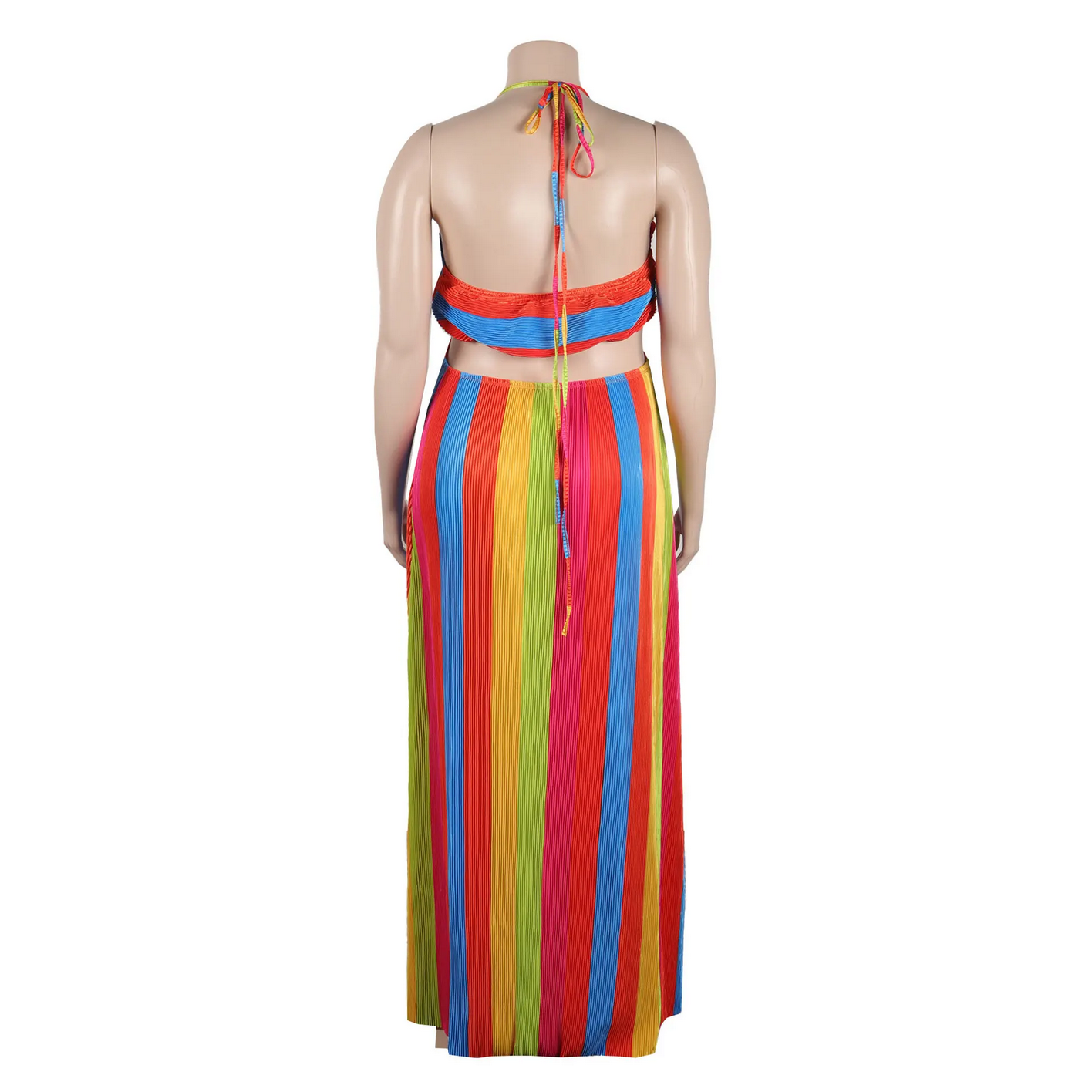 Plus Size Rainbow Print Maxi Dress