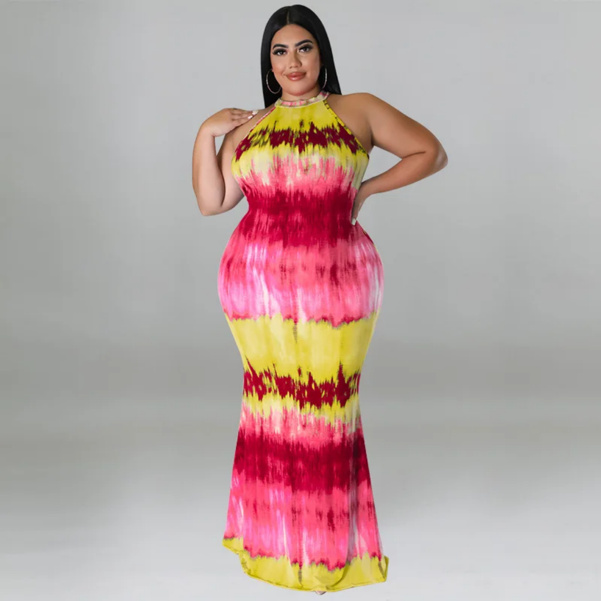 Round Neck Tie Dye Maxi Dress