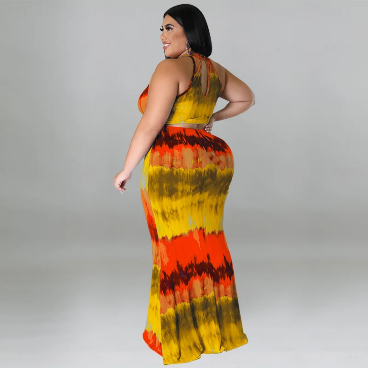 Round Neck Tie Dye Maxi Dress