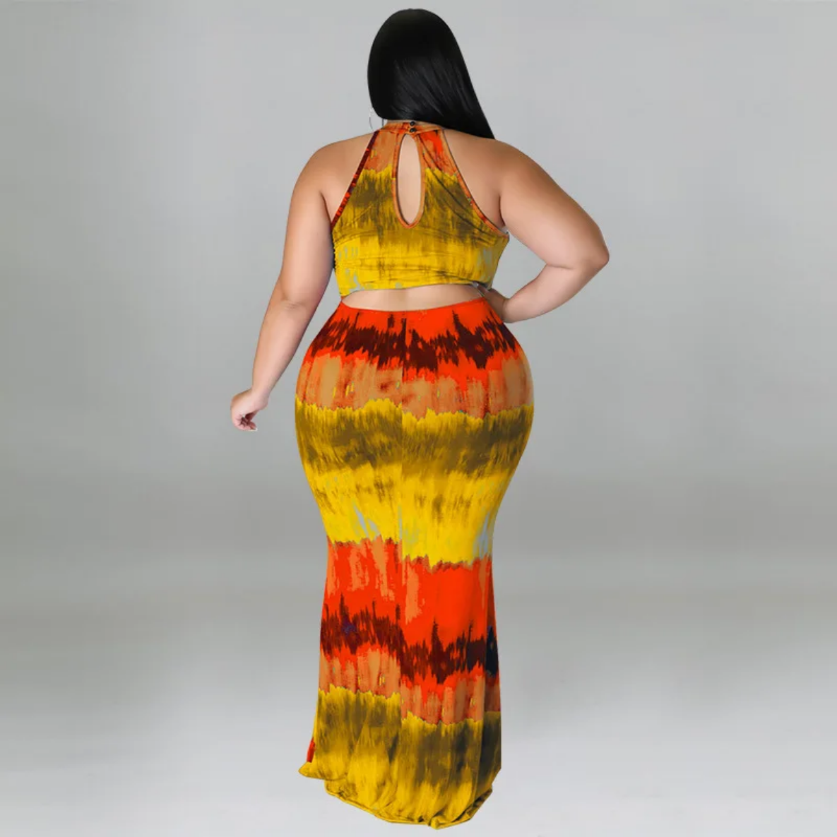 Round Neck Tie Dye Maxi Dress