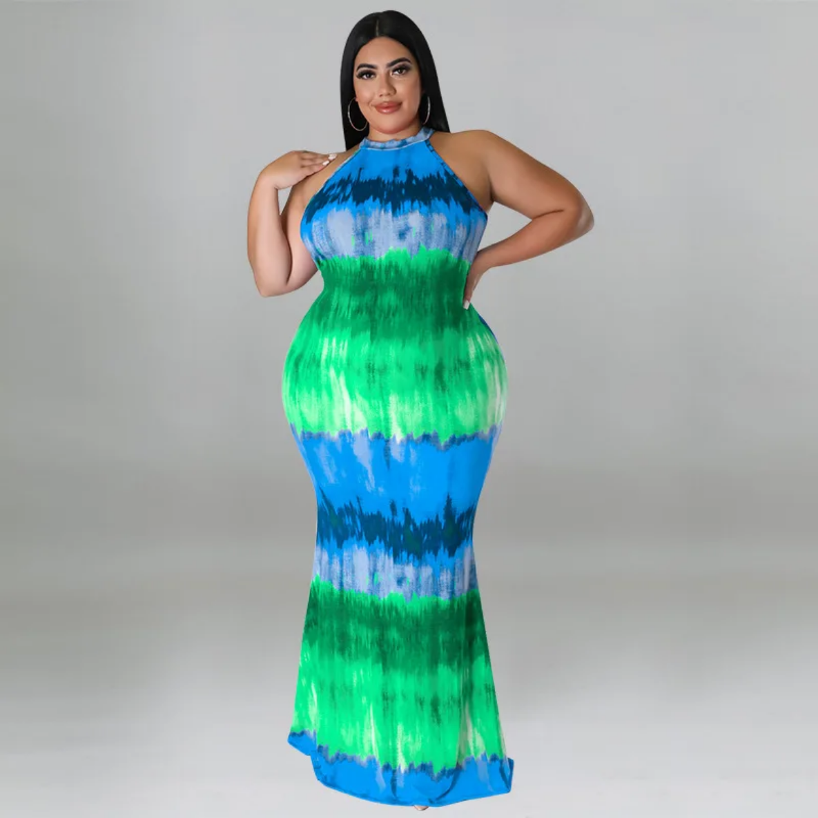 Round Neck Tie Dye Maxi Dress