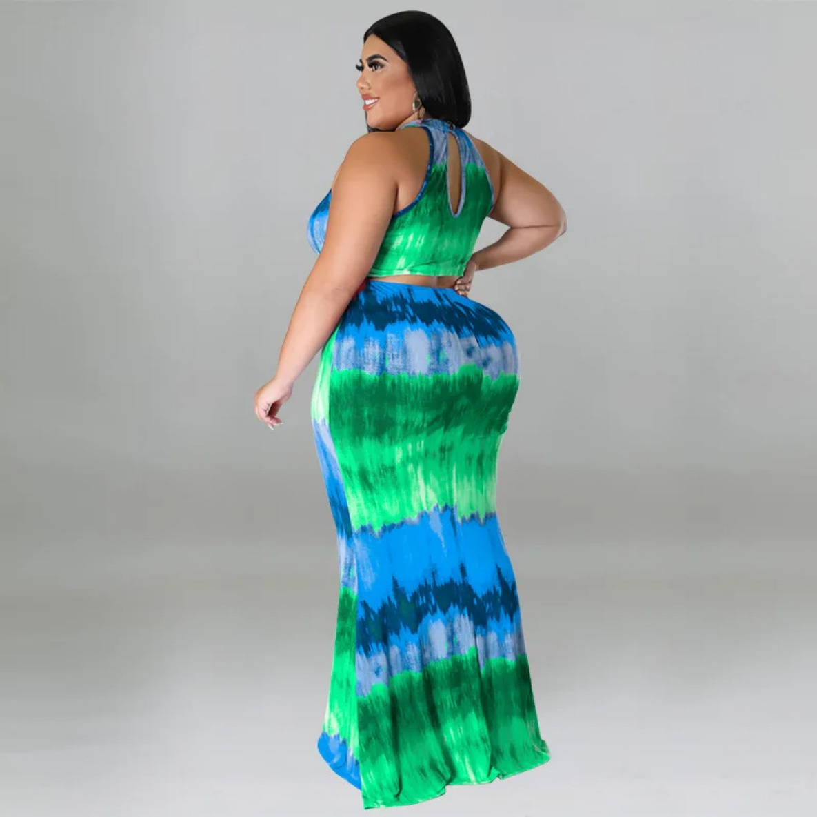 Round Neck Tie Dye Maxi Dress