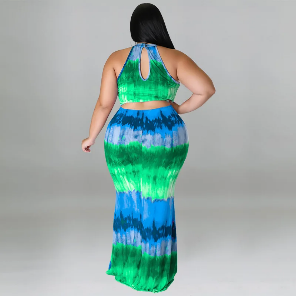 Round Neck Tie Dye Maxi Dress