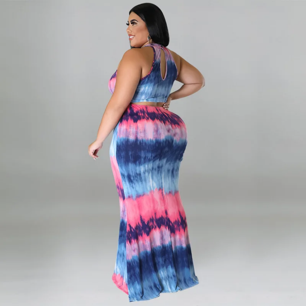 Round Neck Tie Dye Maxi Dress