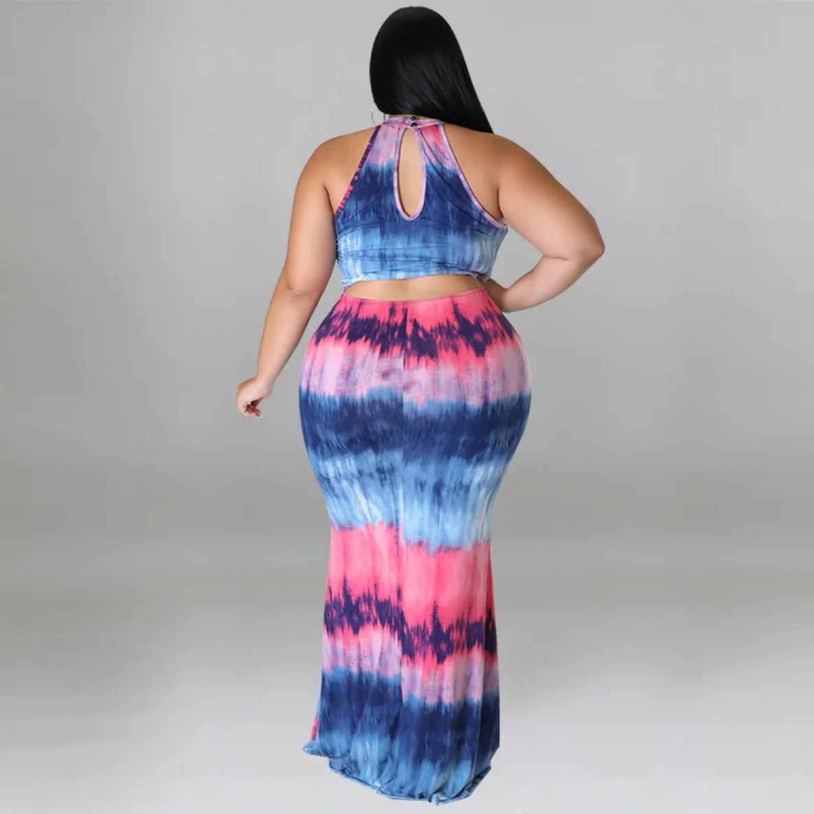 Round Neck Tie Dye Maxi Dress