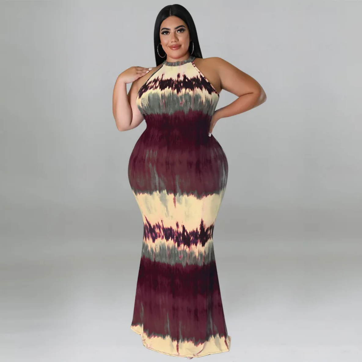 Round Neck Tie Dye Maxi Dress