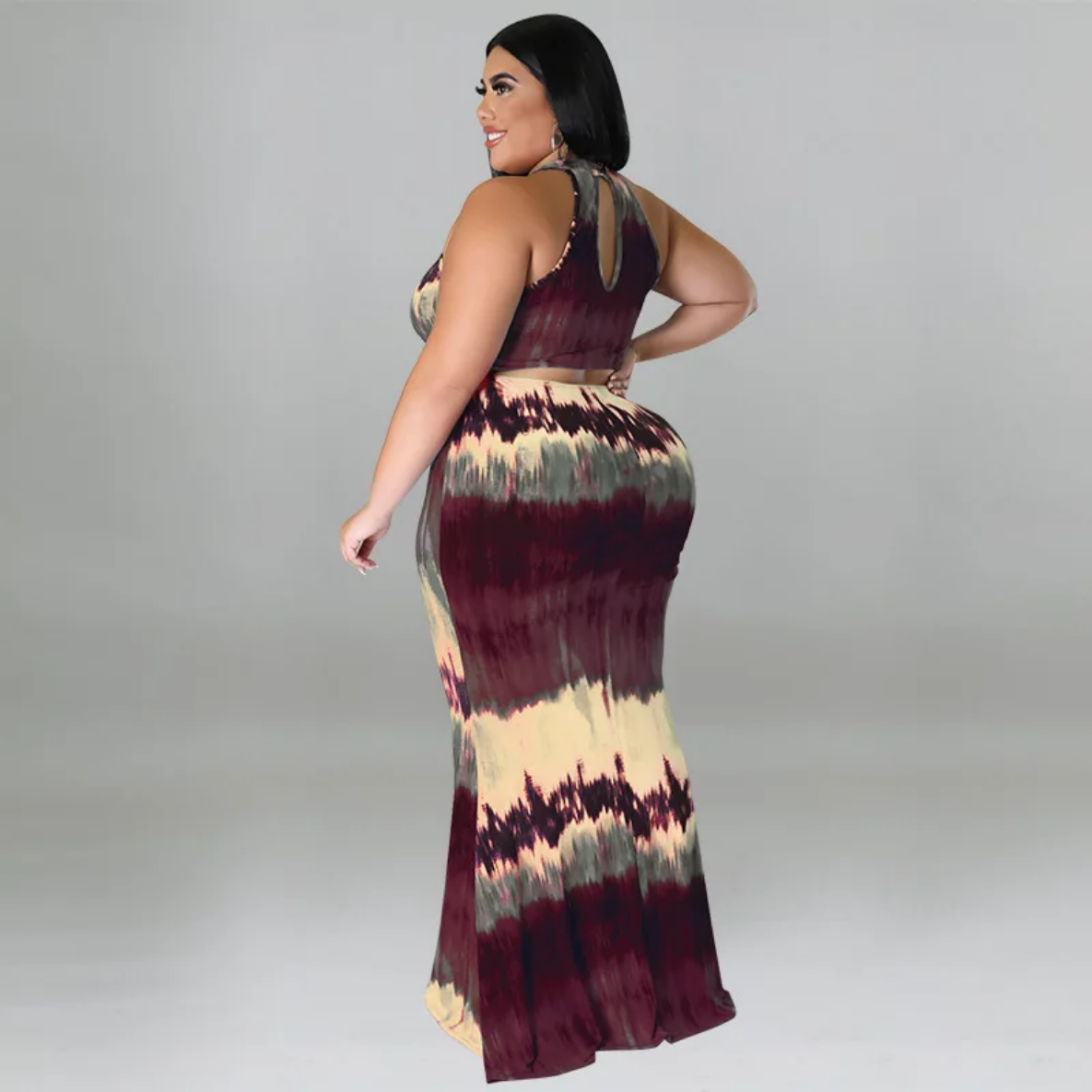 Round Neck Tie Dye Maxi Dress