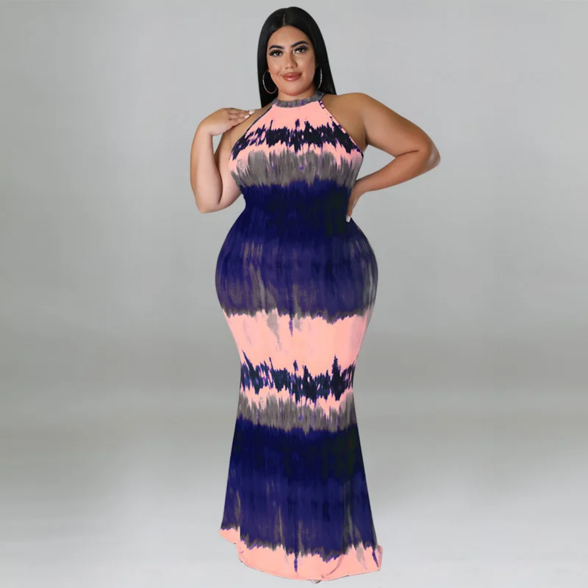 Round Neck Tie Dye Maxi Dress