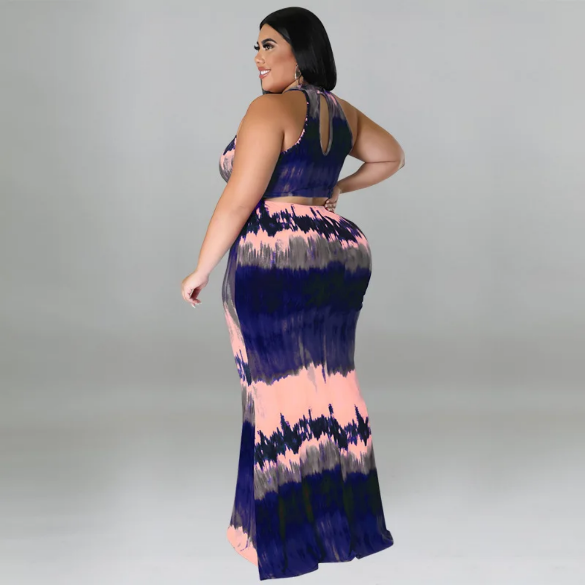 Round Neck Tie Dye Maxi Dress