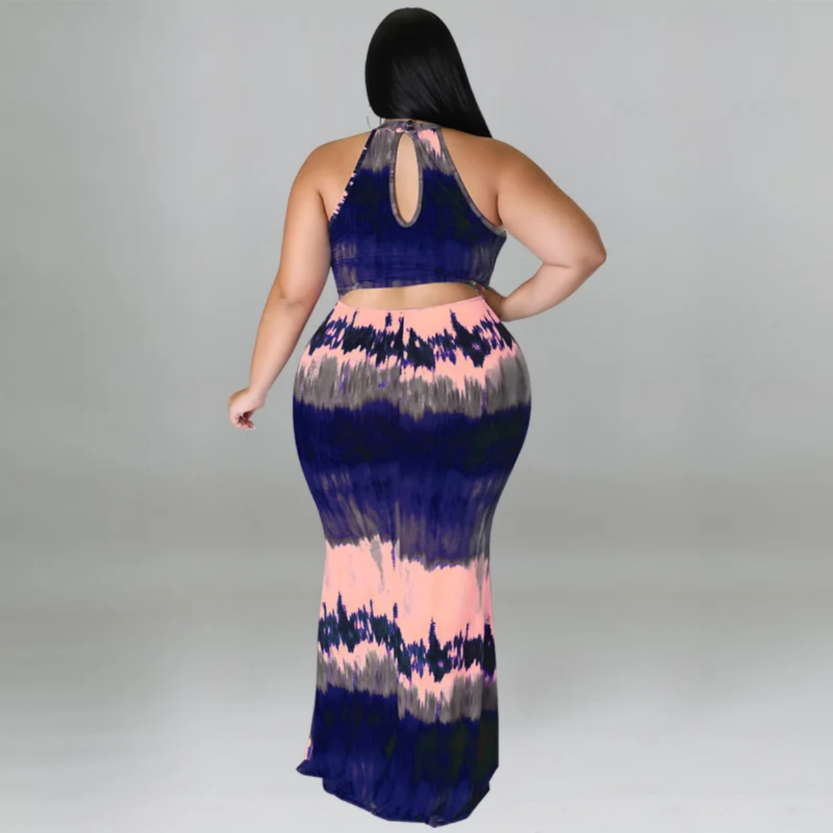 Round Neck Tie Dye Maxi Dress