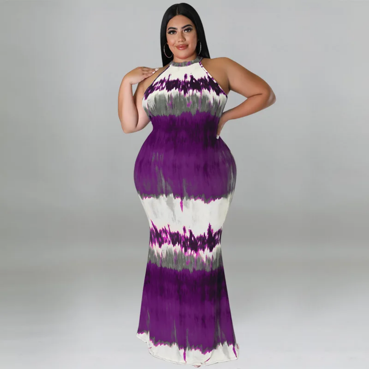 Round Neck Tie Dye Maxi Dress