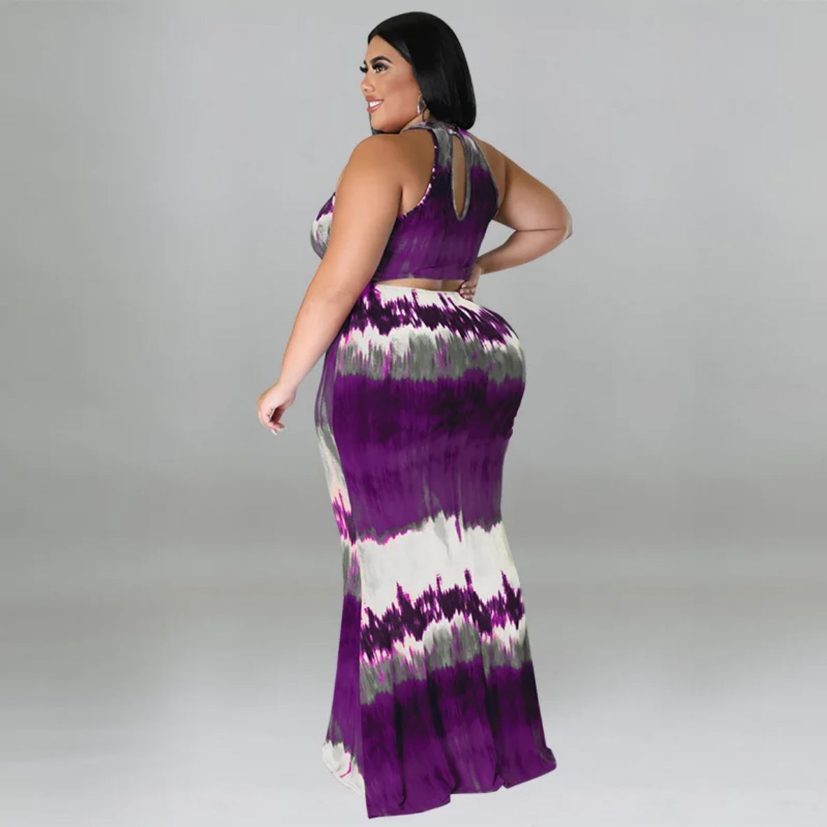 Round Neck Tie Dye Maxi Dress