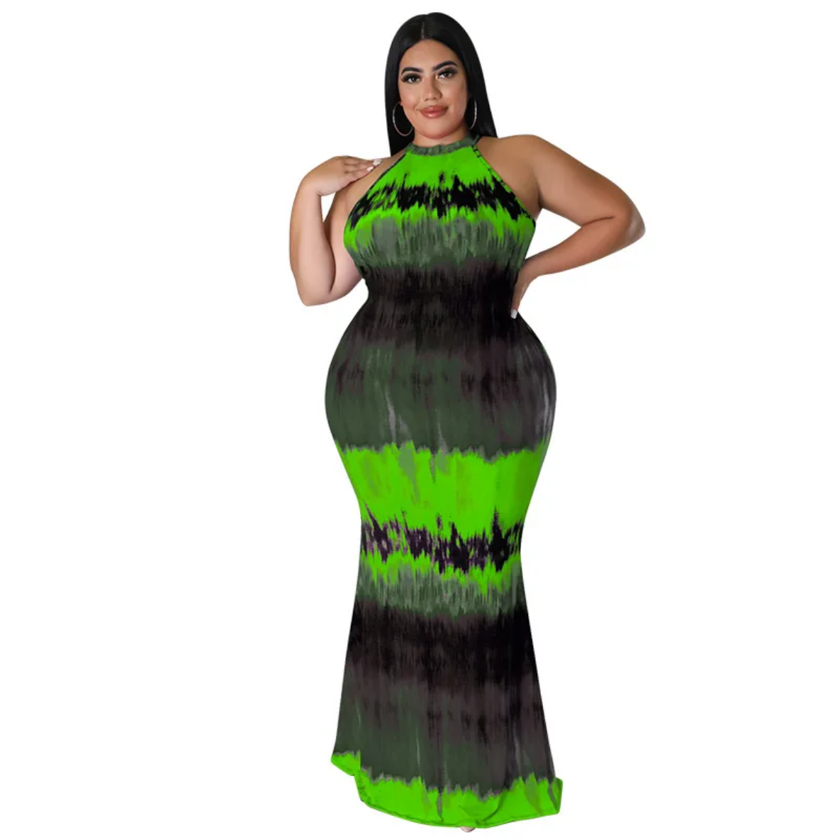 Round Neck Tie Dye Maxi Dress