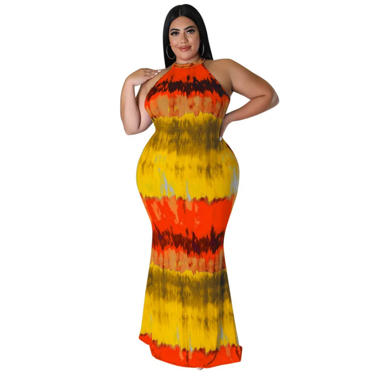 Round Neck Tie Dye Maxi Dress