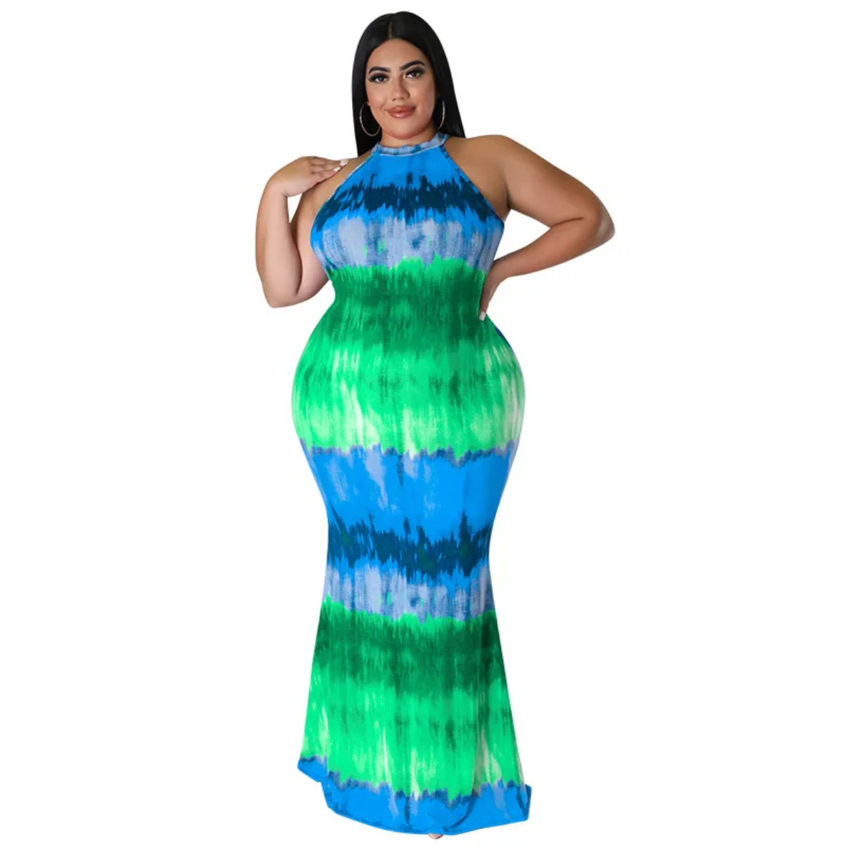 Round Neck Tie Dye Maxi Dress